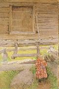Carl Larsson A Rattvik Girl  by Wooden Storehous oil painting on canvas